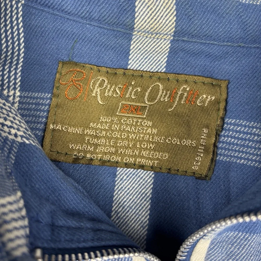 Rustic Outfitters Shacket Mens 2XL Full Zip Blue Plaid Shirt Jacket Outdoors
